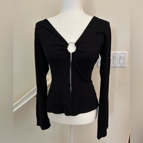 I.AM.GIA Women's Black knit long sleeve cardigan hook closure size S excellent - Picture 1 of 9